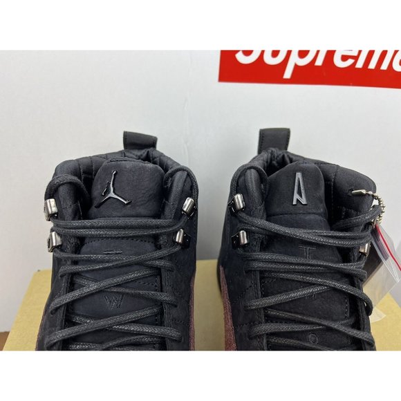 10W/8.5M Jordan 12 SP x A Ma Maniere “Black" DV6989-001 Black Maroon Basketball - Picture 7 of 10